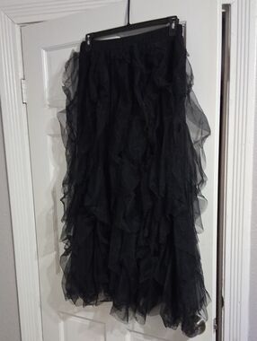 JODIFL Black Layered Ruffle Maxi Skirt